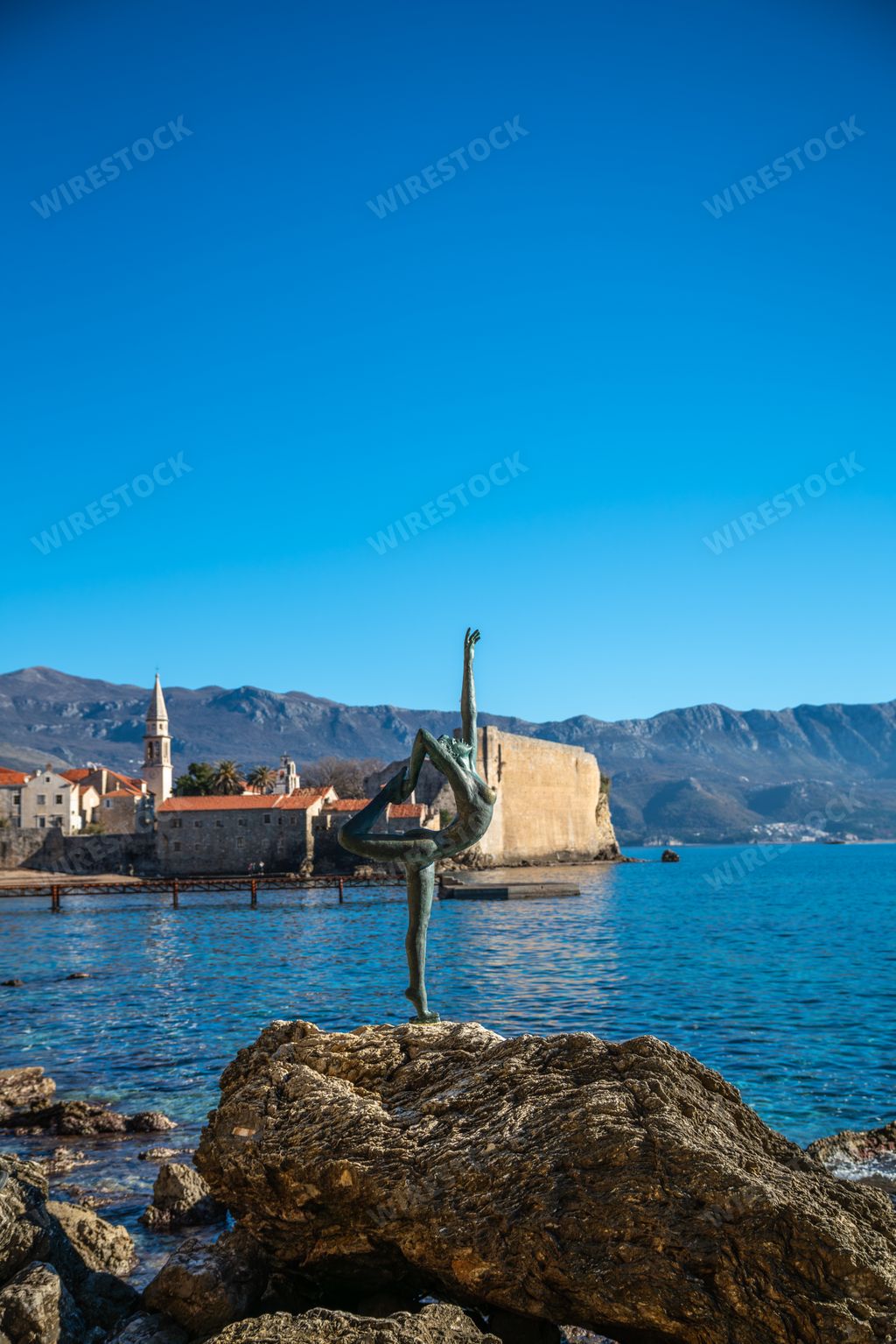 The Famous dancing girl statue in front of Budva old town Montenegro Budva