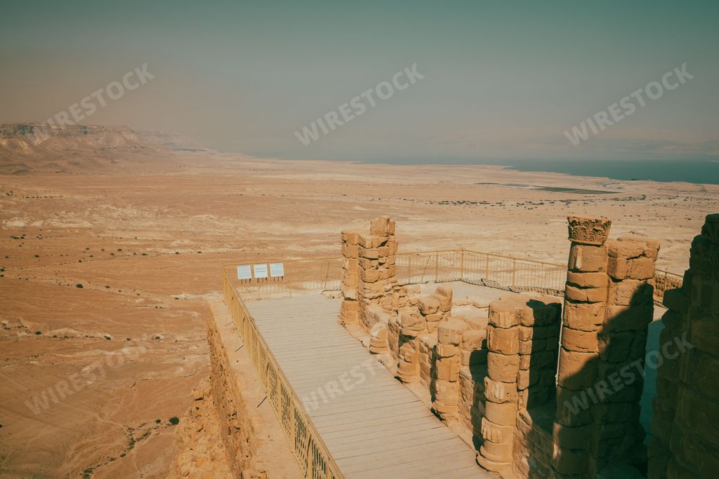 The desert landscape from Masada, the mountain top fortress in Israel