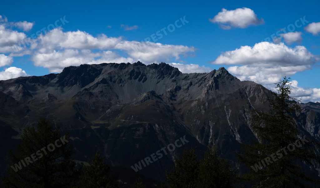 A range of mountains with snowy peaks in the Nauders region Austria