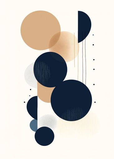 An AI generated illustration of geometric abstract shapes arranged in an artistic manner, created with the help of artificial intelligence technology