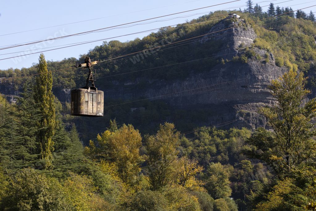 A disused cable car hangs over the river in Chiatura, Georgia - A Mining Town that has had a lot of interest with tourists in the last 2 years.