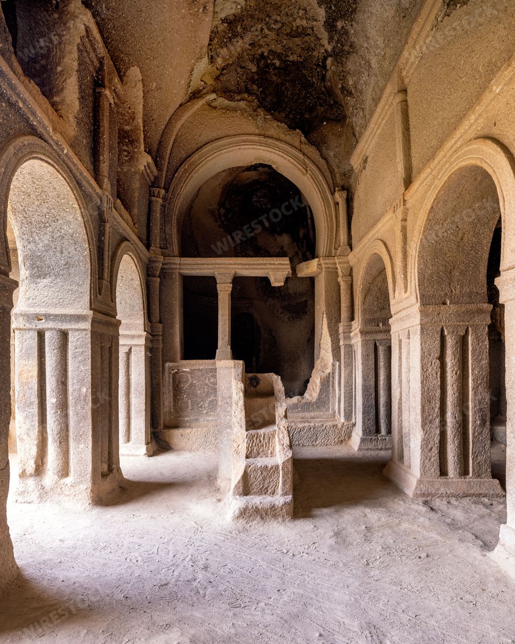 The Durmus Kadir church with several columns and pillars in Turkey