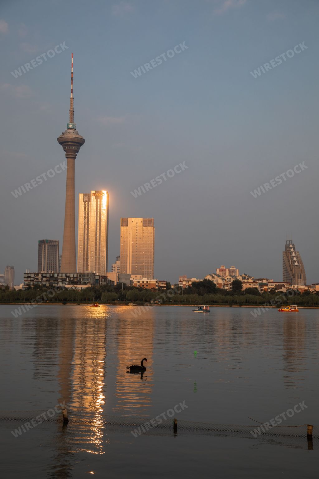 A vertical shot of the Central Radio & TV Tower in Beijing, China