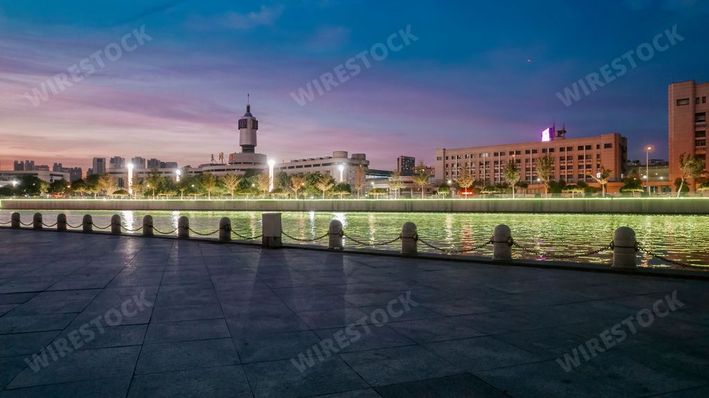 A beautiful skyline of a modern city on the twilight