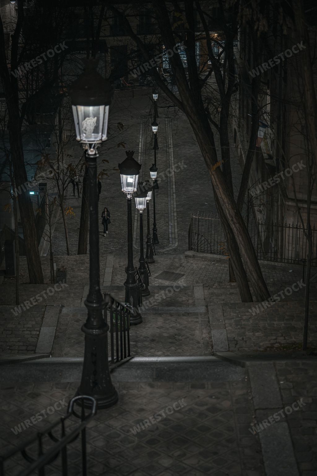 Stairs to Montmartre during the night