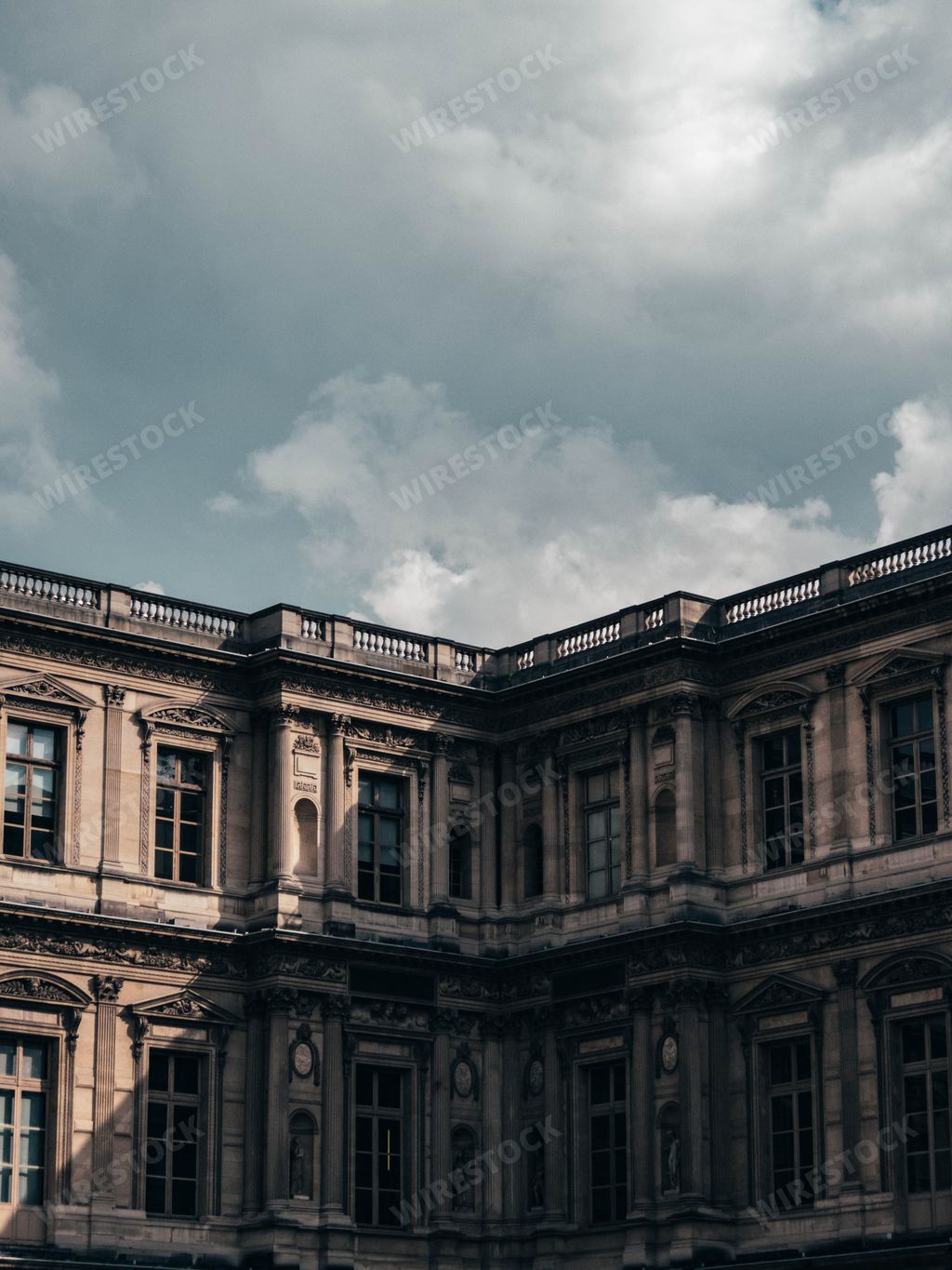 Louvre Museum in Paris, France facades, mirrors and corners