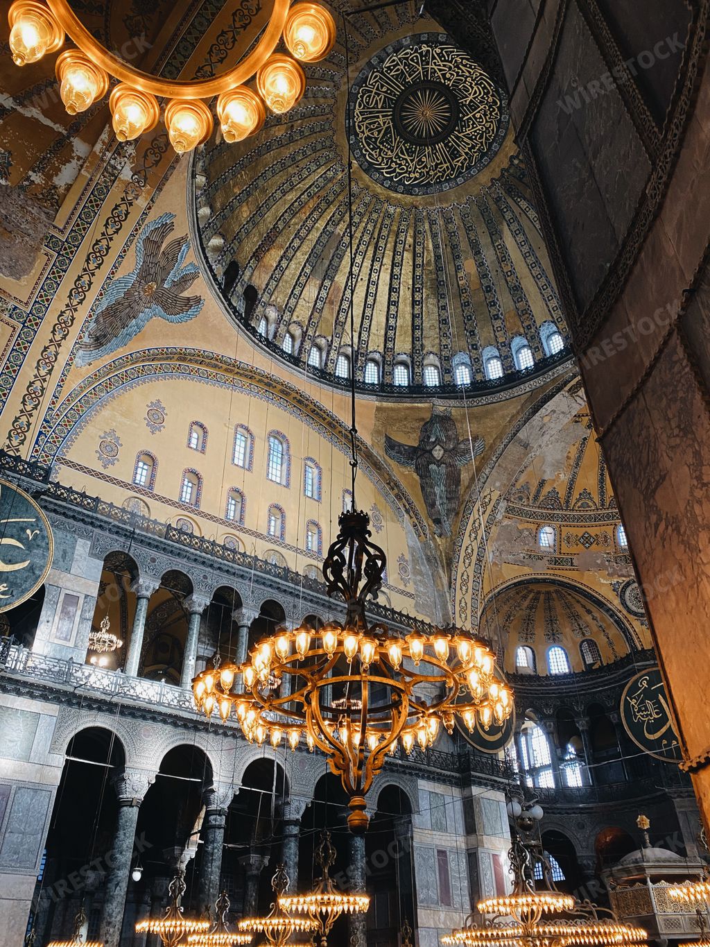 Hagia Sophia interior, the best example of Byzantine Architecture. Inside Ayasofya mosque in Istanbul