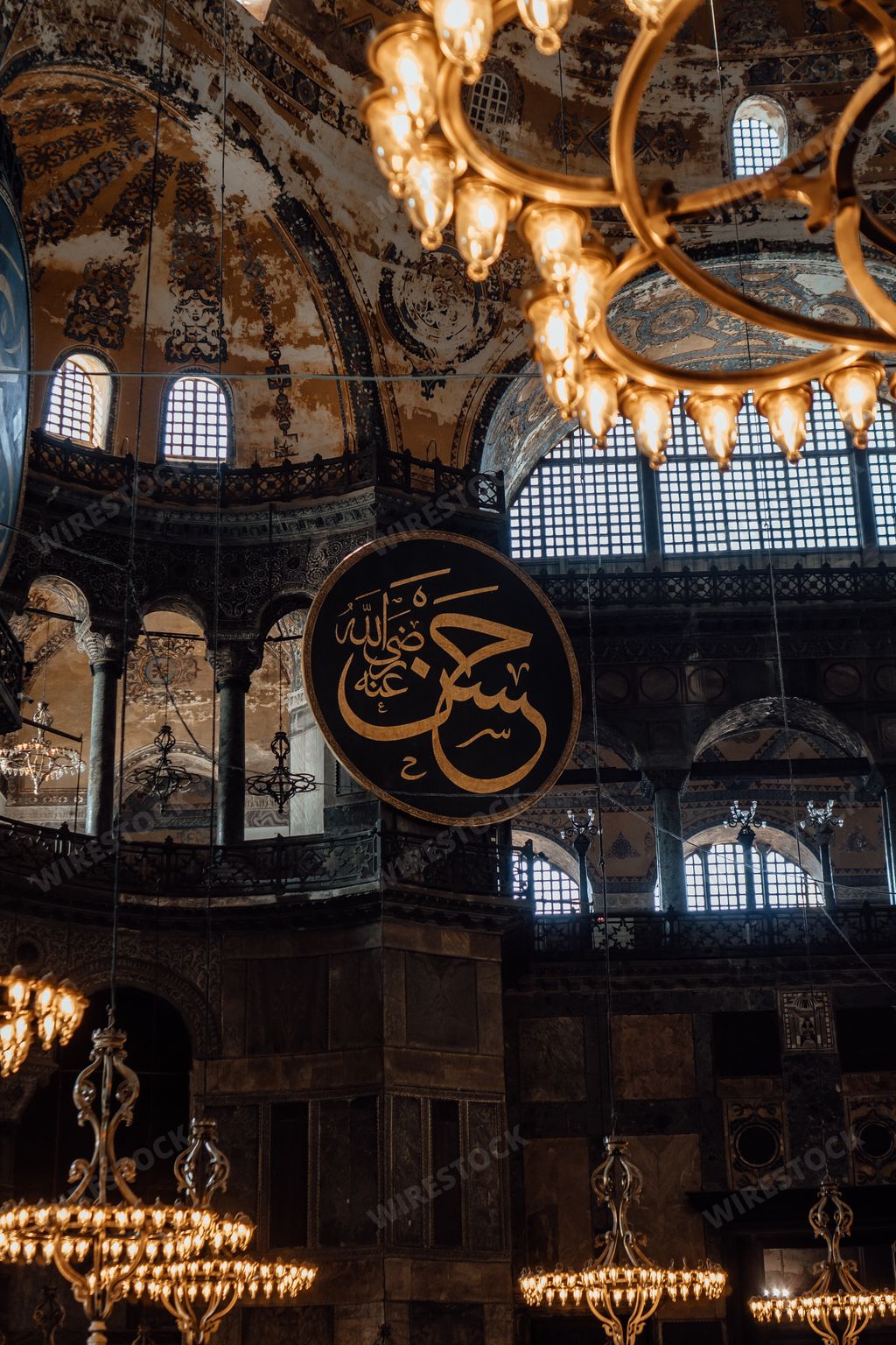 Hagia Sophia interior, the best example of Byzantine Architecture. Inside Ayasofya mosque in Istanbul