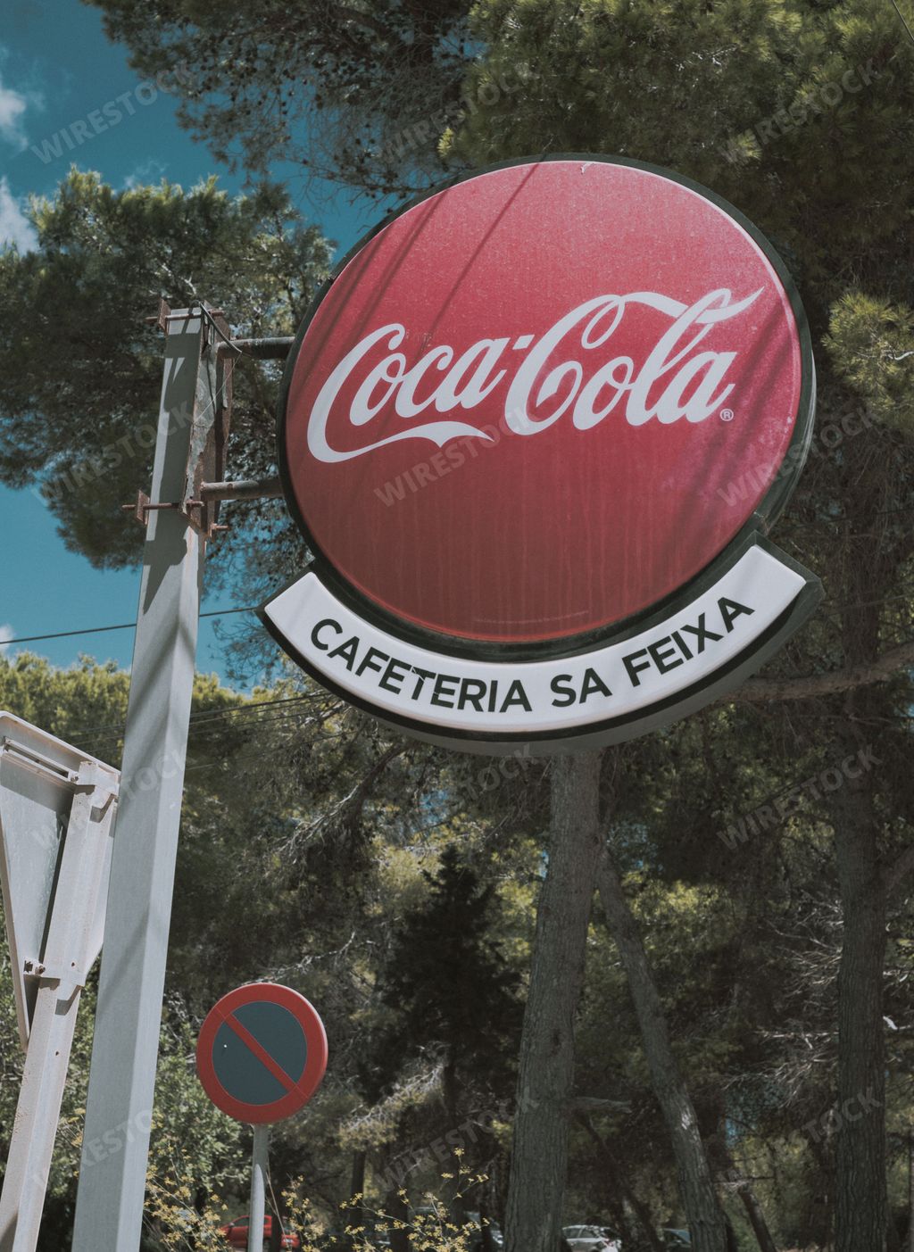 Old and vintage Coca Cola sign from old Mediterranean cafetaria in Ibiza, Balearic Island