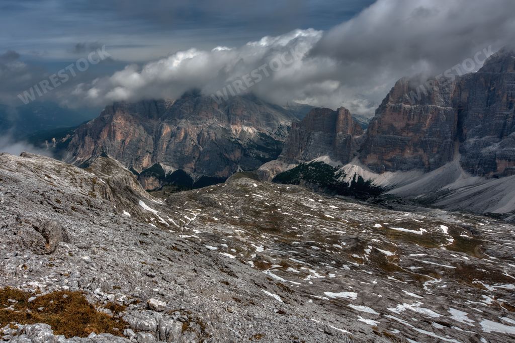 A scenic view of mountains of Lagazuoi in Italy