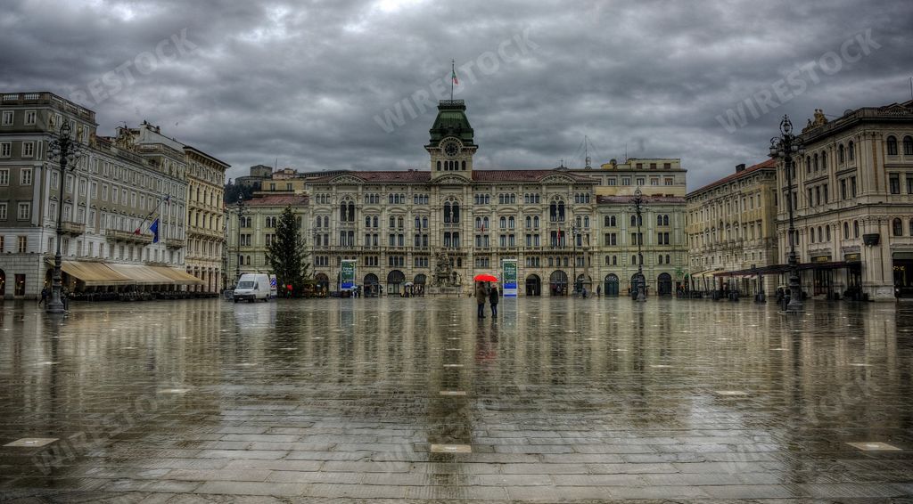 A beautiful shot of the famous historic Piazza Unità d'Italia square in Trieste, Italy