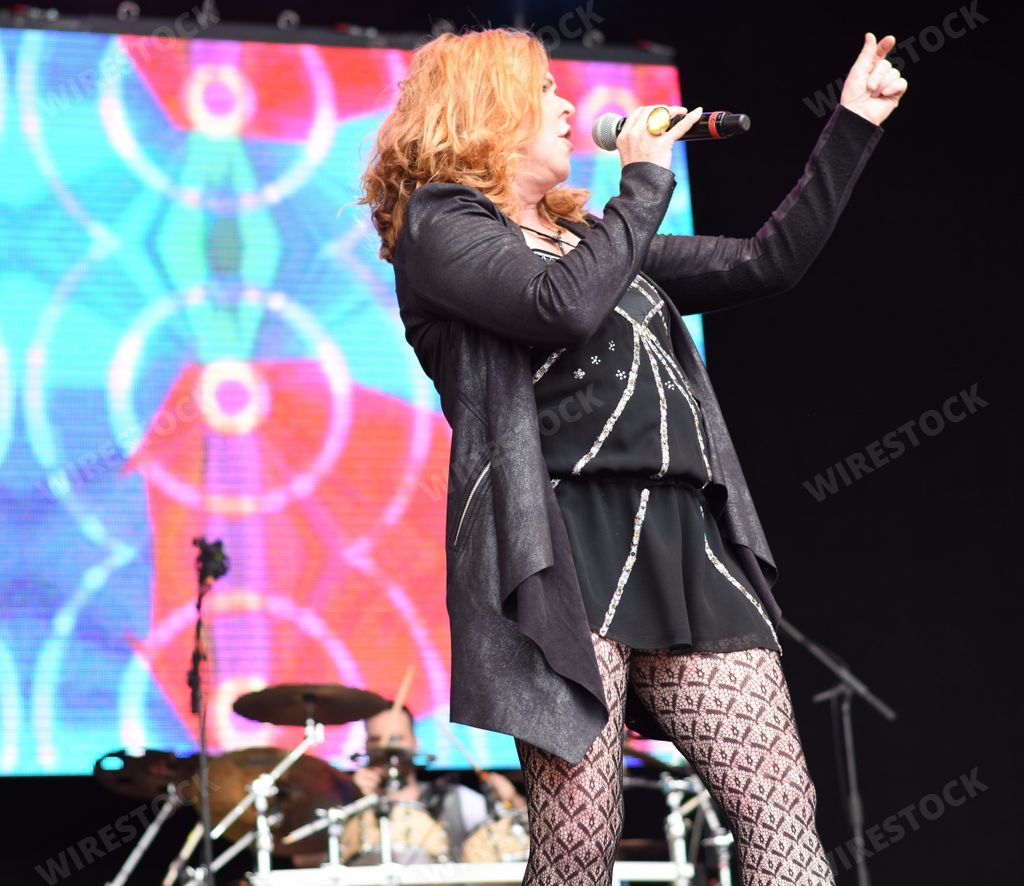 Carol Decker in performance at the Let's Rock Retro music festival, Ashton Court, Bristol, England. 3 June 2017.