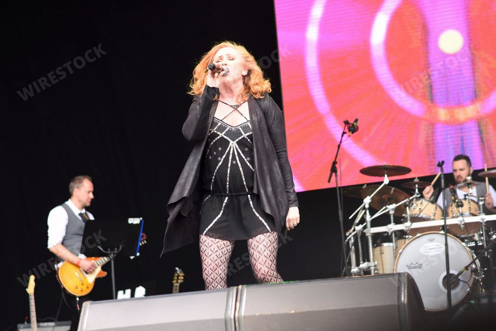 Carol Decker in performance at the Let's Rock Retro music festival, Ashton Court, Bristol, England. 3 June 2017.