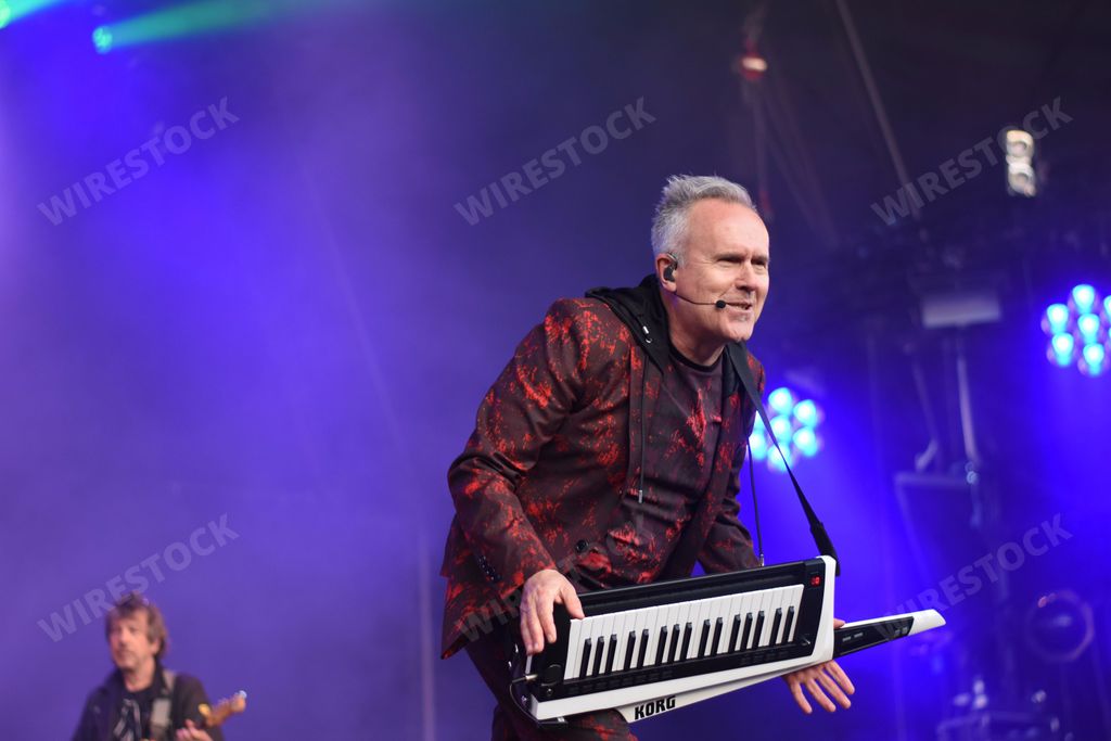 Singer-songwriter Howard Jones in performance at the Let's Rock Retro music festival, Ashton Court, Bristol, England. 3 June 2017.