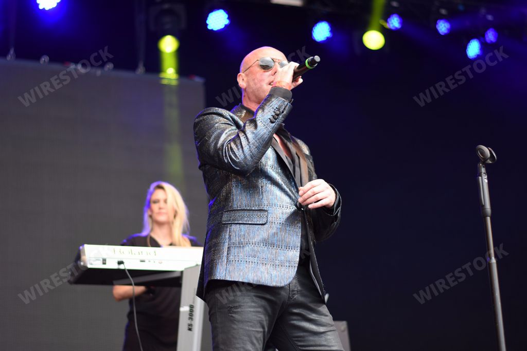 Glenn Gregory and Heaven 17 in performance at the Let's Rock Retro Festival. Bristol, England. 3 June 2017.