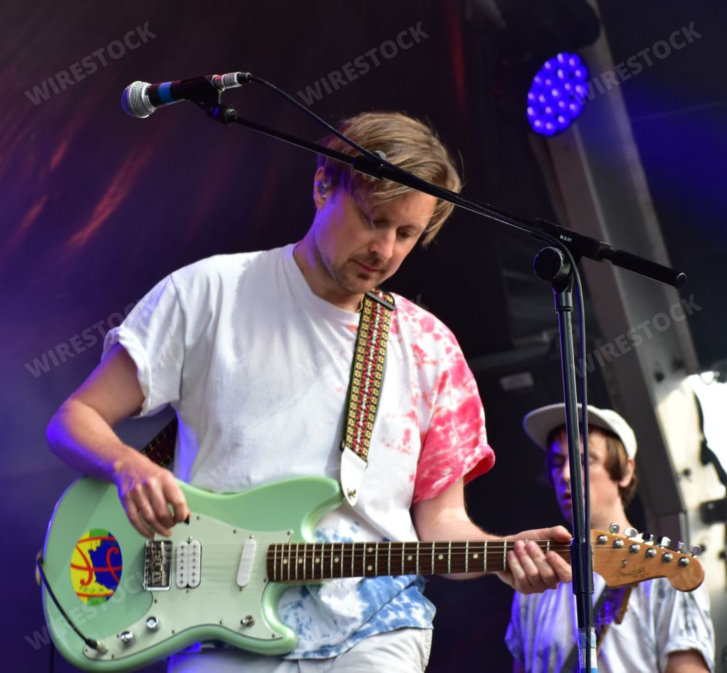 Django Django in performance at the Bristol Harbour Festival, Lloyds Amphitheatre, Bristol, UK. July 15 2022.