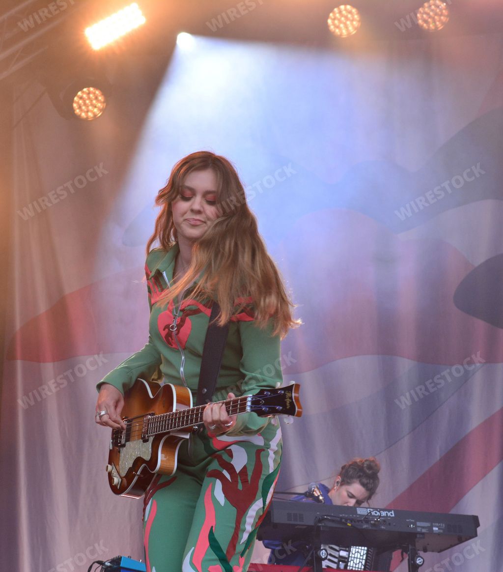 First Aid Kit, folk duo and sisters Johanna and Klara Soderberg, in performance at Bristol Sounds, Lloyds Amphitheatre, Bristol. June 26 2022