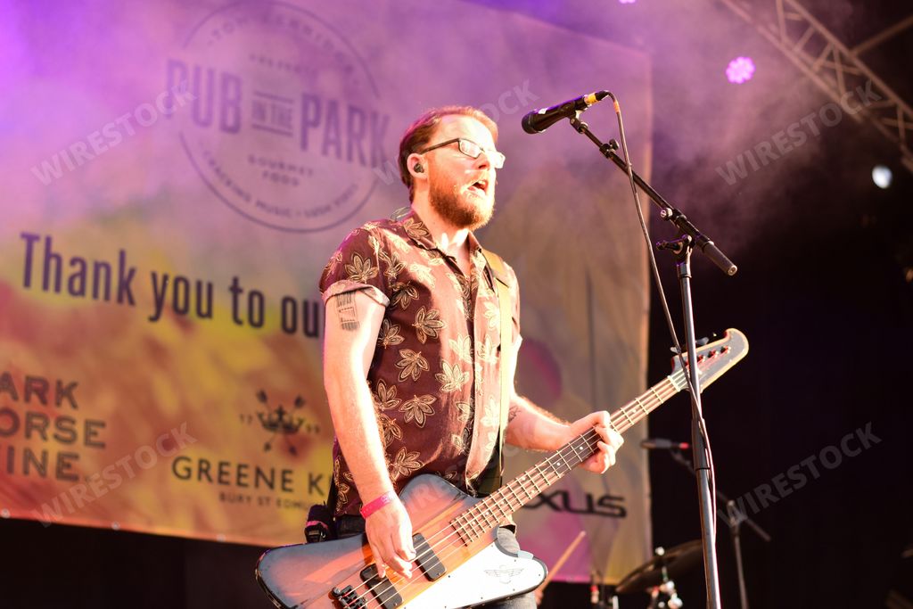 Rock band Scouting for Girls in performance at the Pub in the Park festival, Victoria Park, Bath, UK. June 10th 2018.