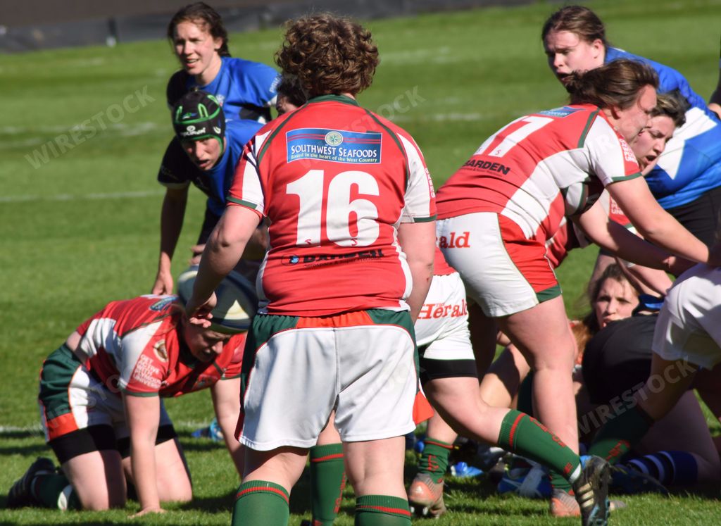 Bath Rugby Ladies and Plymouth Ladies, Recreation Ground, Bath. 25 April 2017.  Bath Rugby Ladies won the match and league with  a 13-10 victory.