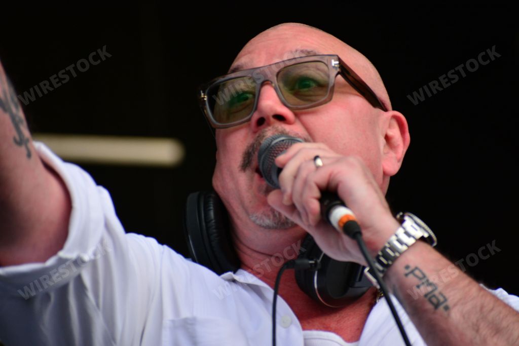American musician and DJ Huey Morgan at the Bristol Siren Festival, Lloyds Amphitheatre, Bristol, UK. July 29 2022.