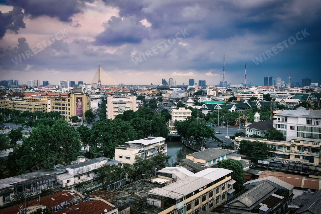 An aerial view of the Bangkok city, Thailand