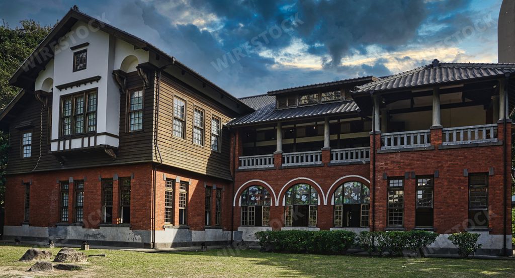 The front view of Beitou Hot Spring Museum in Taiwan.