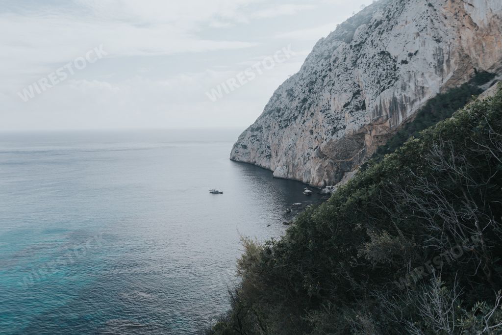 A scenic view of the rocky cliff at the National Park Penyal d'lfac in Calpe, Costa Blanca, Spain
