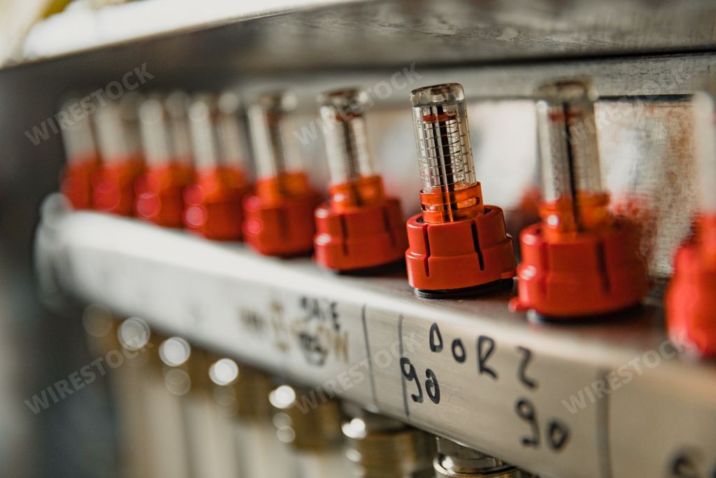 A closeup shot of an underfloor heating collector
