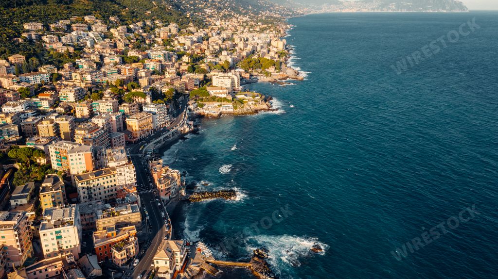 An aerial view of the Quatro neighborhood, Liguria region, Genoa, Italy