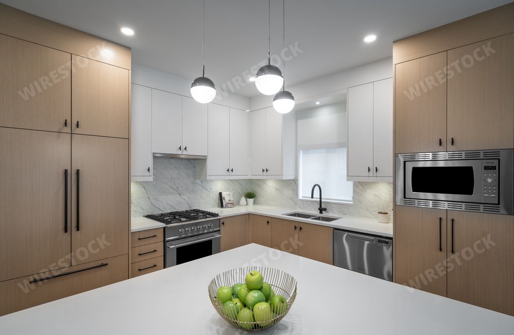 Beautiful clean kitchen show room with modern interior design