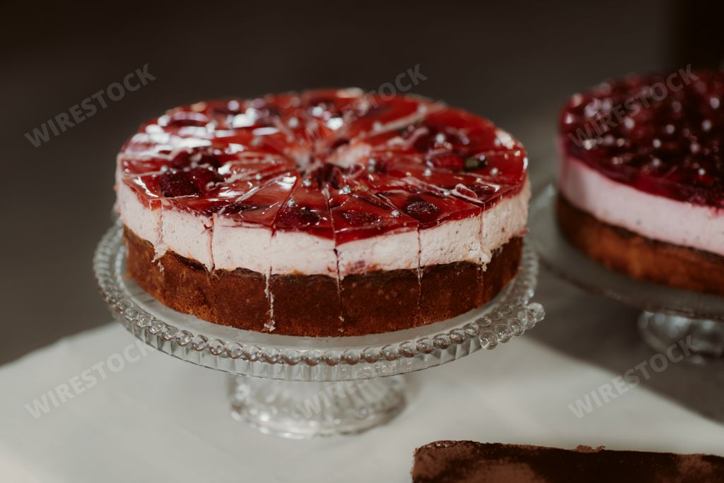 A selective focus shot of a delicious cheesecake