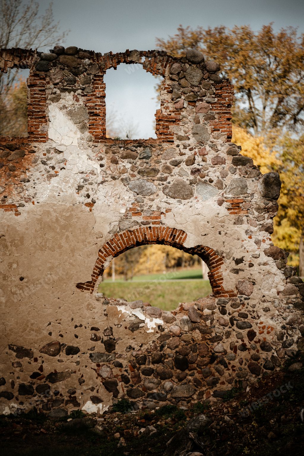 A vertical shot of Balga Castle Ruins in Kaliningrad Oblast, Russia