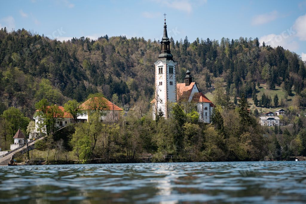 A beautiful church on an island in Lake Bled, Slovenia