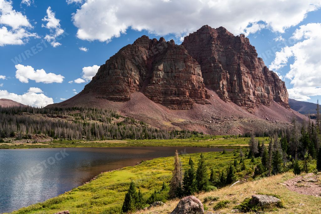 A beautiful view of red castle and red castle lake in the Uinta Mountains of Northern Utah