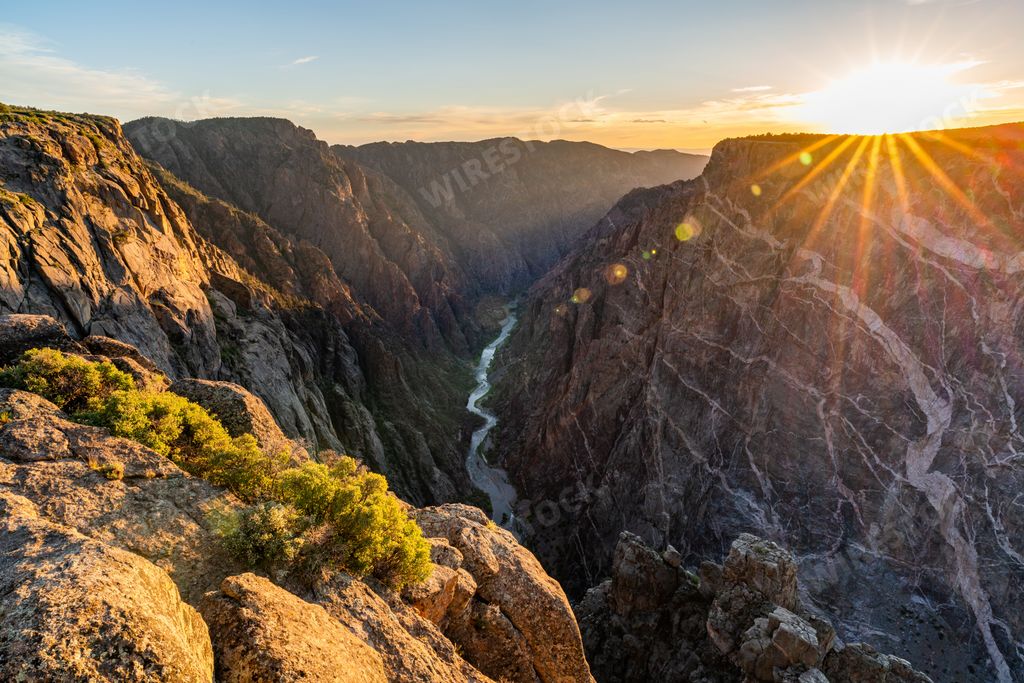 Beautiful sunset and painted wall in Black Canyon of the Gunnison National Park, Colorado