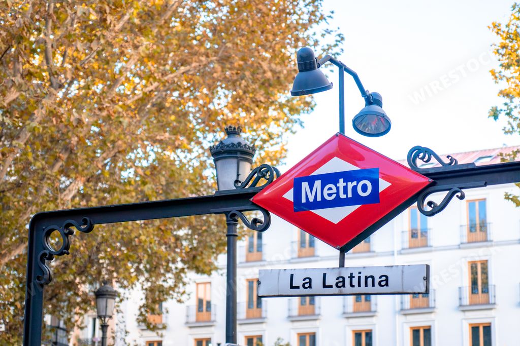 The Metro La Latina sign in Madrid