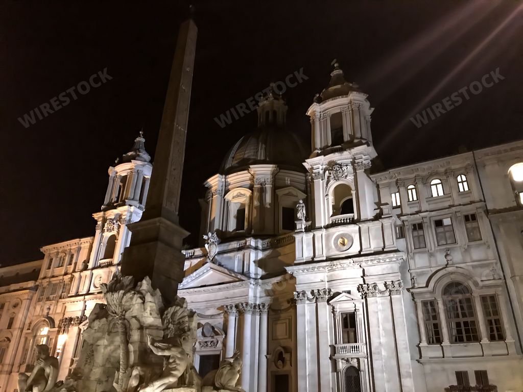 The Sant'Agnese in Agone or Sant'Agnese in Piazza Navona at night