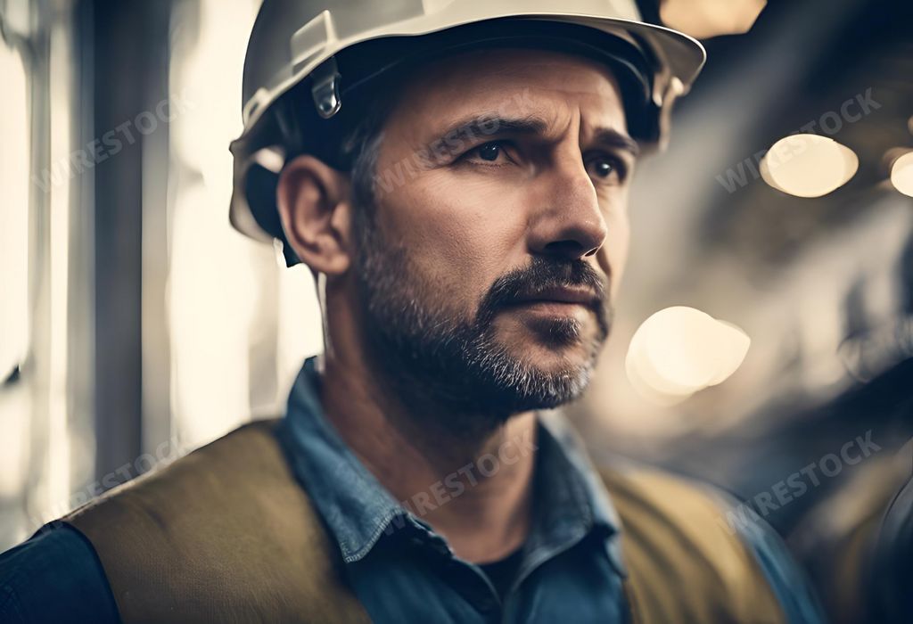 An AI-generated illustration of Construction worker wearing a hard hat