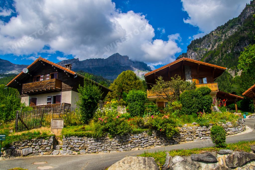 A scenic landscape of Servoz in Haute Savoie in France