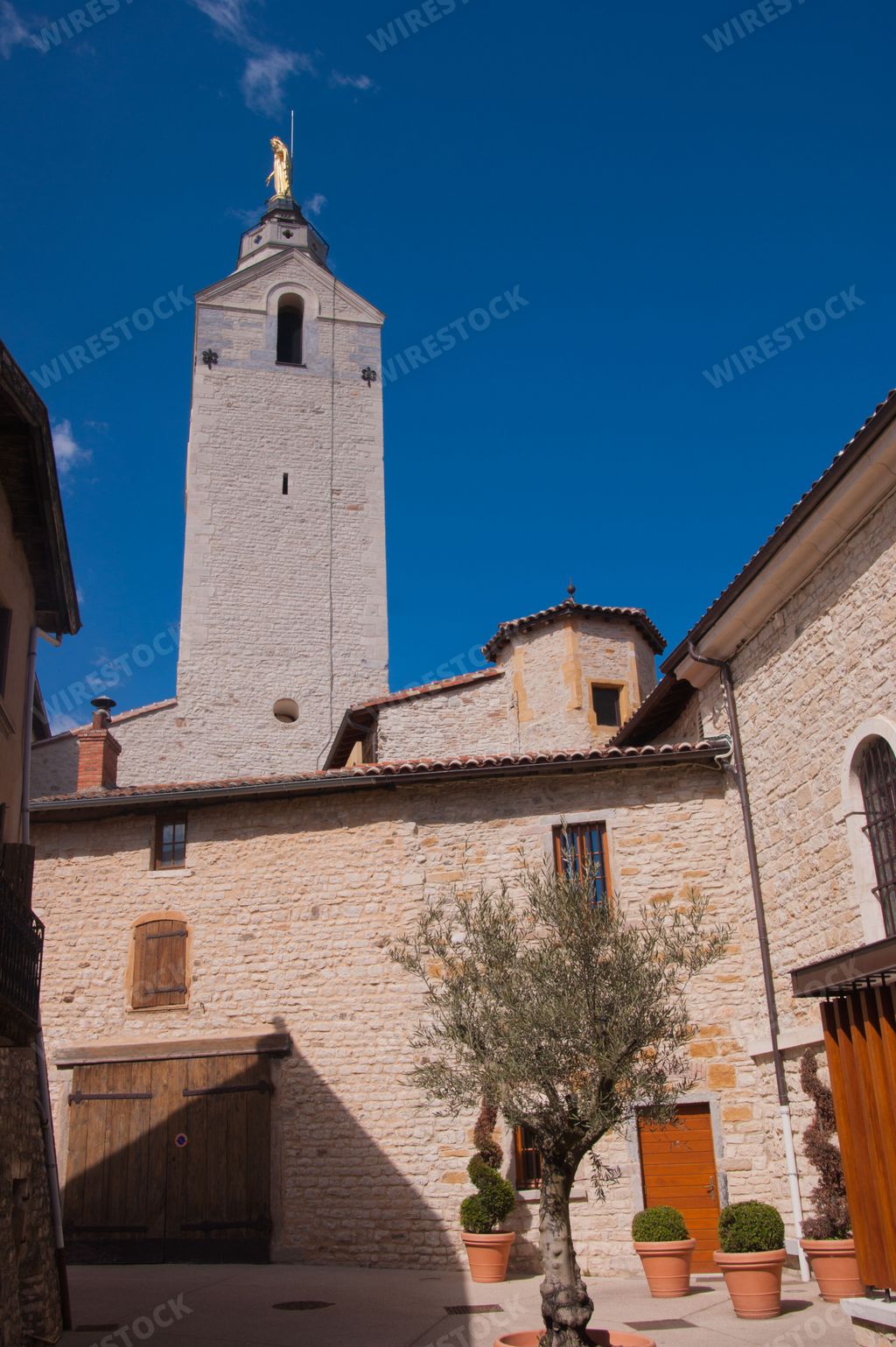 A vertical shot of a Chapel in Chazay-d'Azergues, Rhone, France