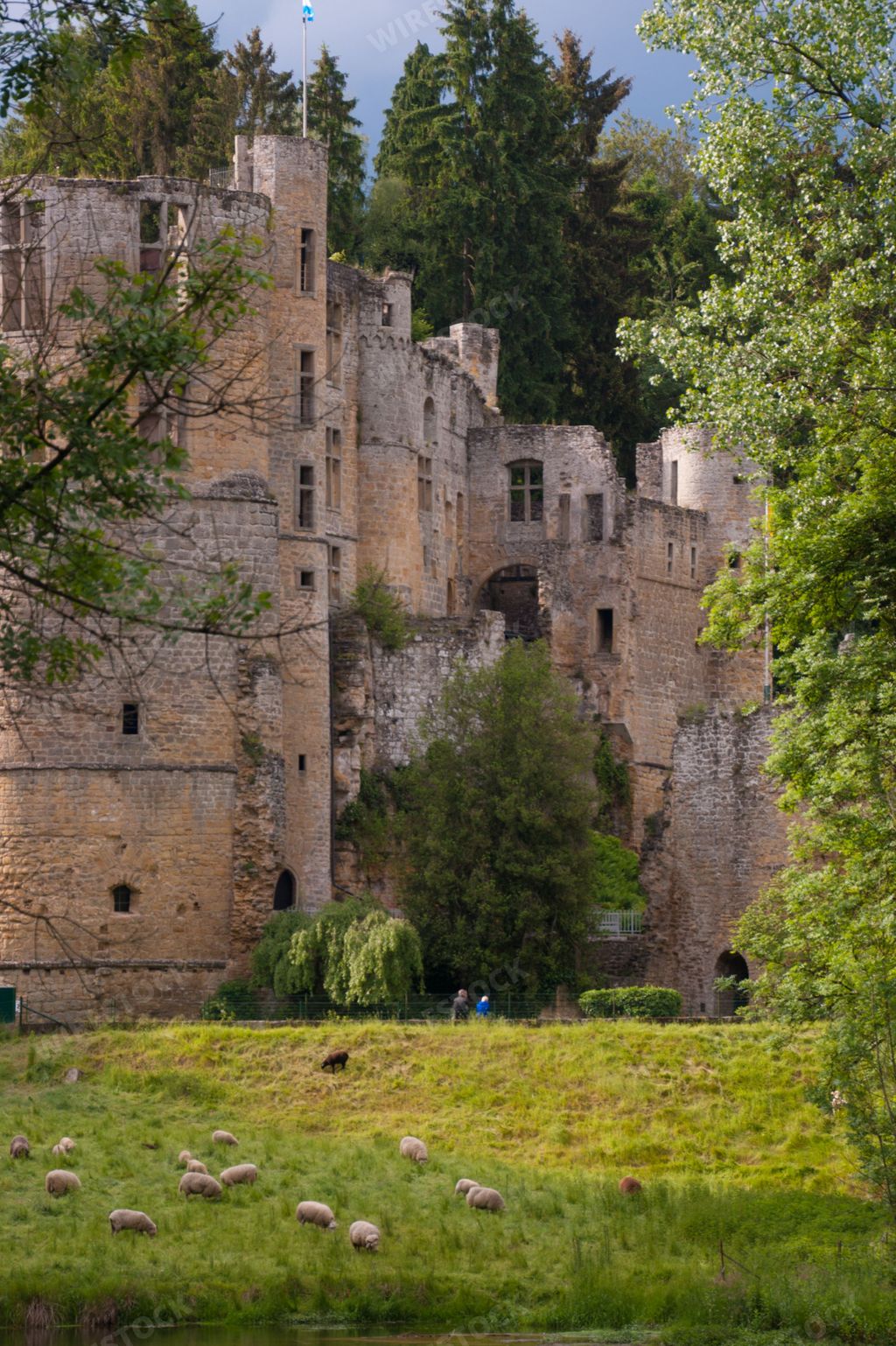 A vertical shot of the well-preserved Castle Beaufort in Luxembourg