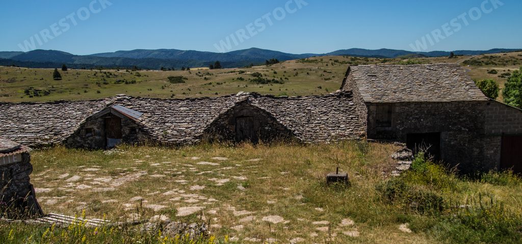 A beautiful view of rural houses in Chaos de Nimes-le-Vieux, Lozere, France