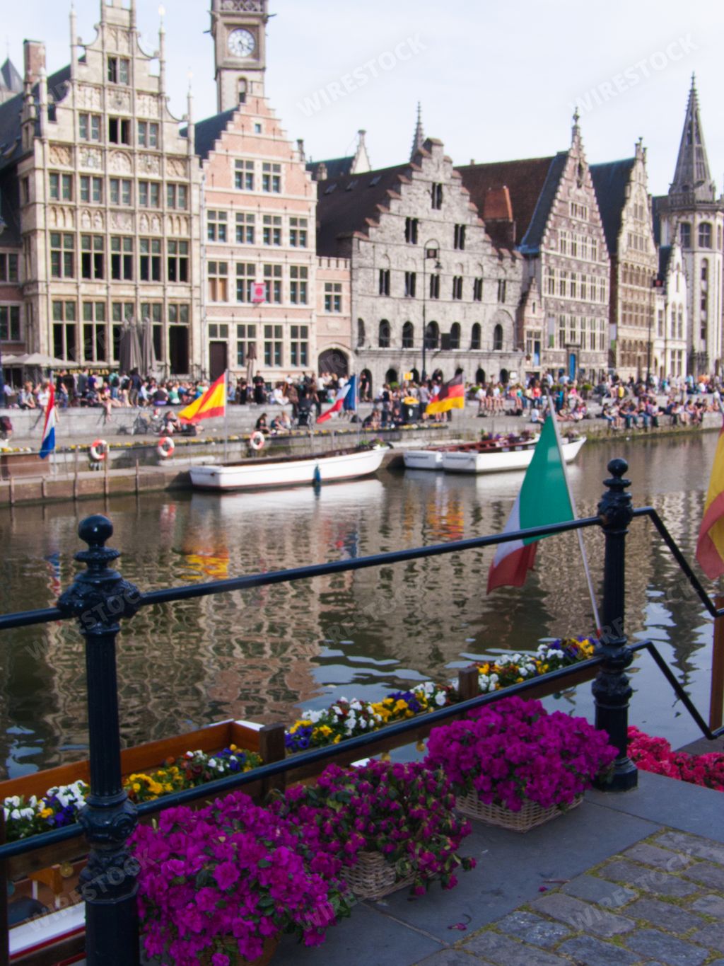 A celebration in Graslei, in the historic city center of Ghent, Belgium