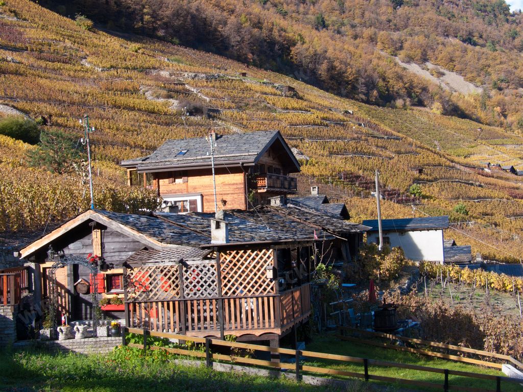 A beautiful view of a mountainous landscape in Martigny, Valais, Switzerland