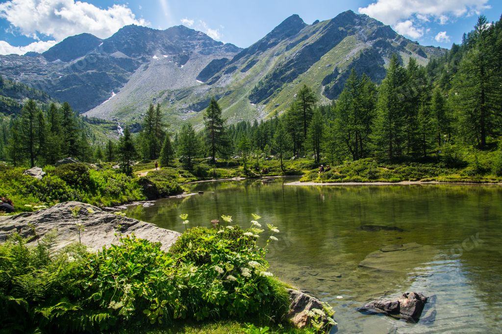 The beautiful lake of Arpy in Val Aoste in Italy