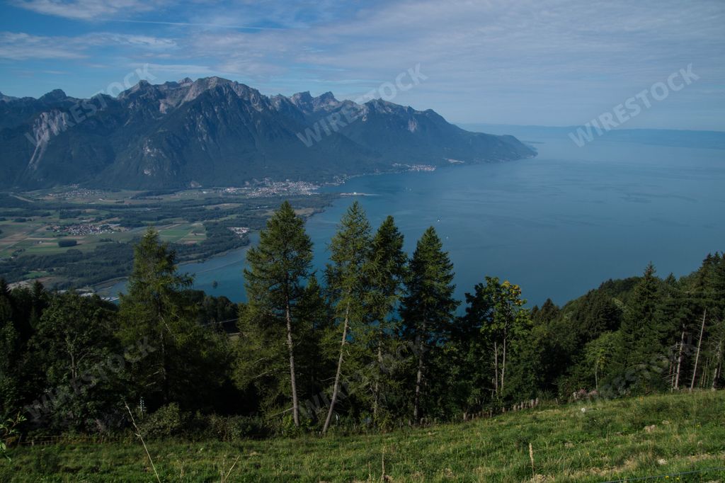 The beautiful summer landscape with Lake Geneva. Montreux, Vaud, Switzerland.