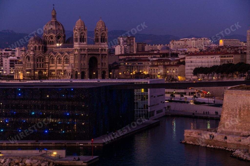 The beautiful evening view of Marseille, France