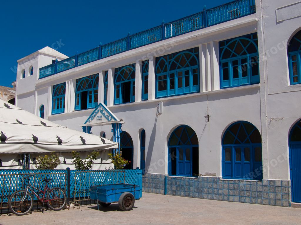 A scenic view of buildings of the old city of Essaouira, Morocco in daylight
