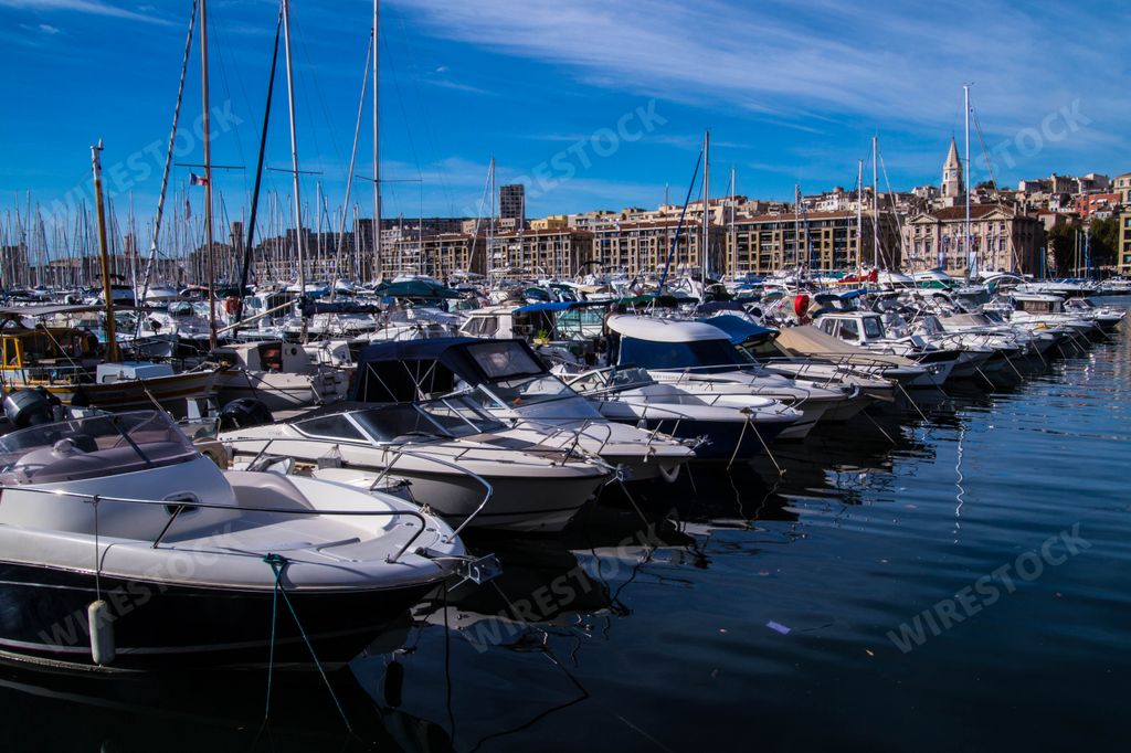 A beautiful view of the old port of Marseille called Vieux Port with a lot of boats, in France