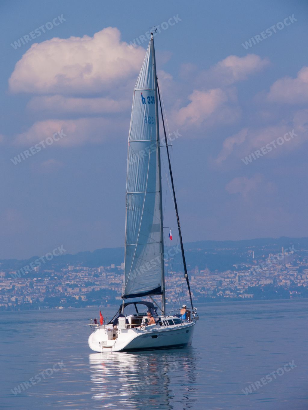 a vertical shot of boat in water
